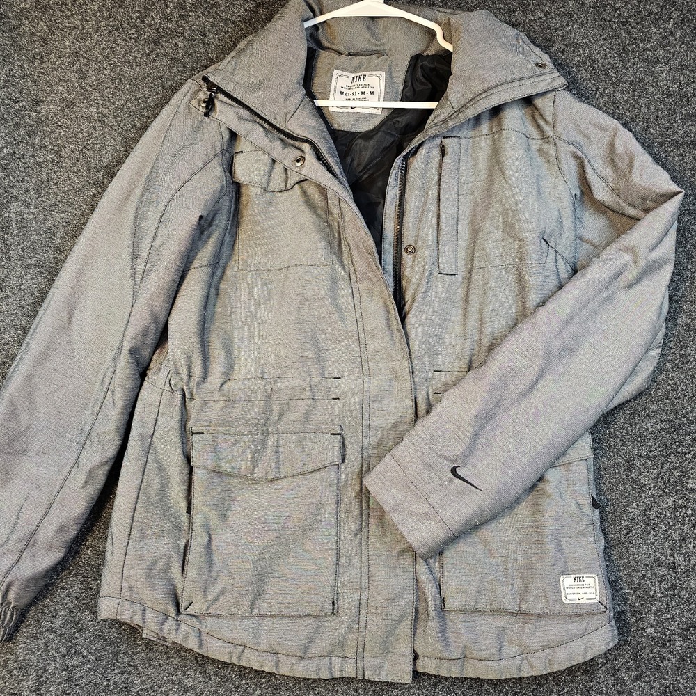 Nike Women's Gray Insulated Jacket Full Zip Winter Coat‎ Size M Zipper Broken